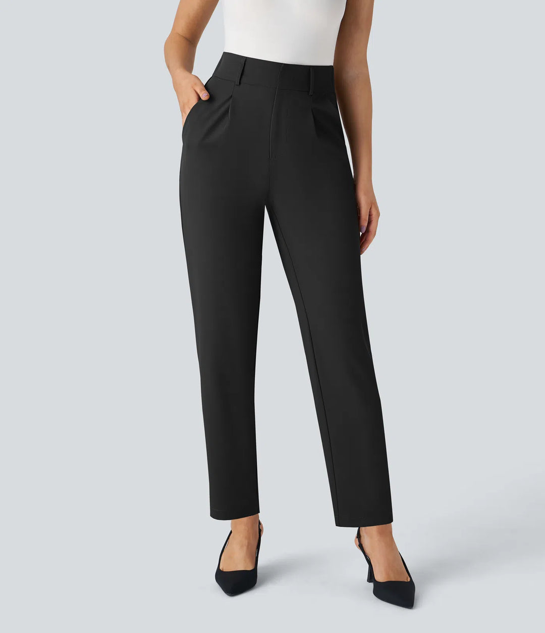 Halara Flex High Waisted Pocket Solid Work Tapered Pants