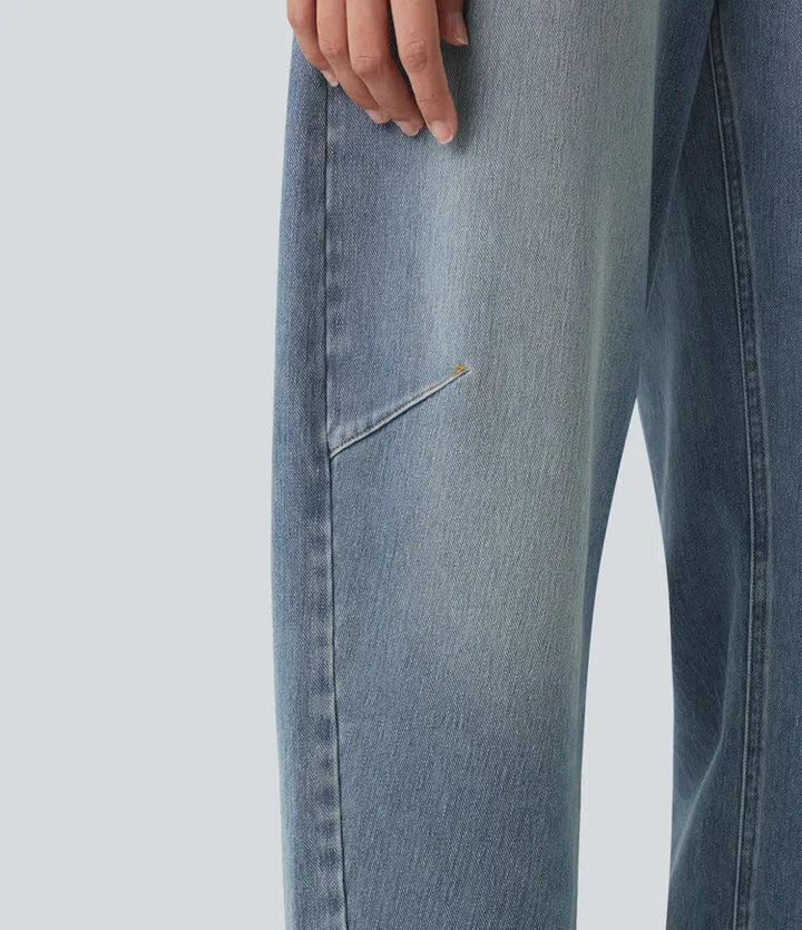 Halara Flex High-waisted Casual Barrel Leg Jeans with Pockets