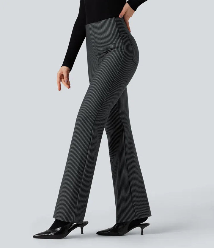 Halara Flex High Waisted Striped Work Flare Pants with Pockets