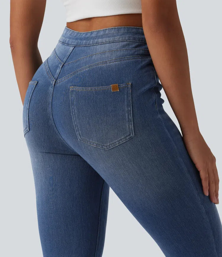 Halara Flex High Waisted Tummy Control Denim Casual Leggings with Pockets