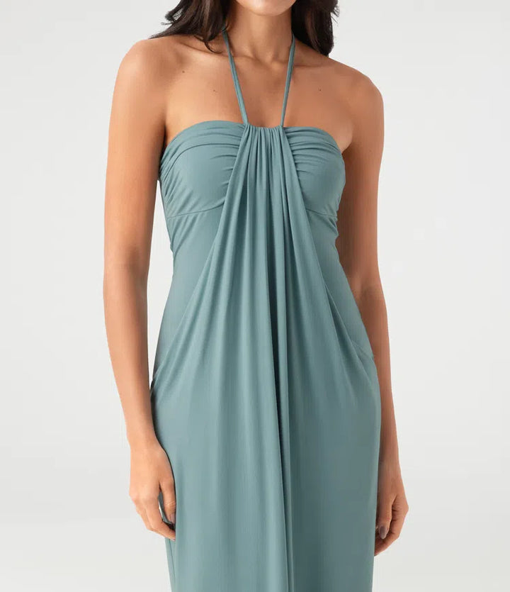 Halter Tie Back Maxi Dress with Pockets
