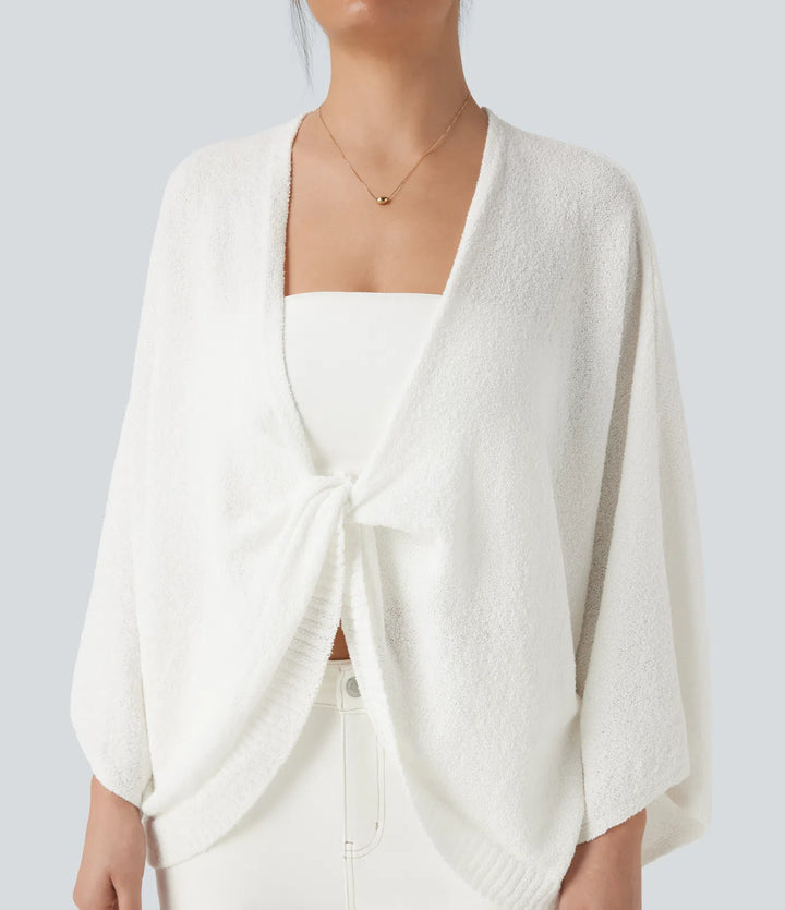 Deep V-neck Batwing Sleeve Relaxed Fit Casual Cardigan