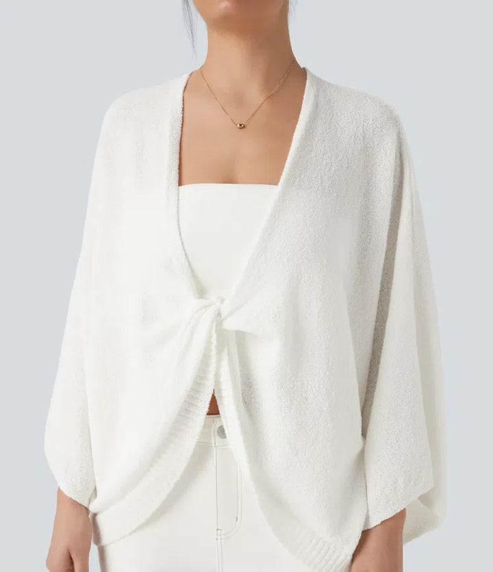 Deep V-neck Batwing Sleeve Relaxed Fit Casual Cardigan