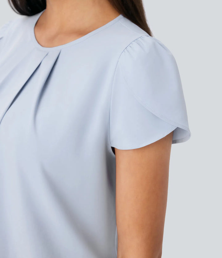 Breezeful Round Neck Short Sleeve Keyhole Back Quick Dry Work Top