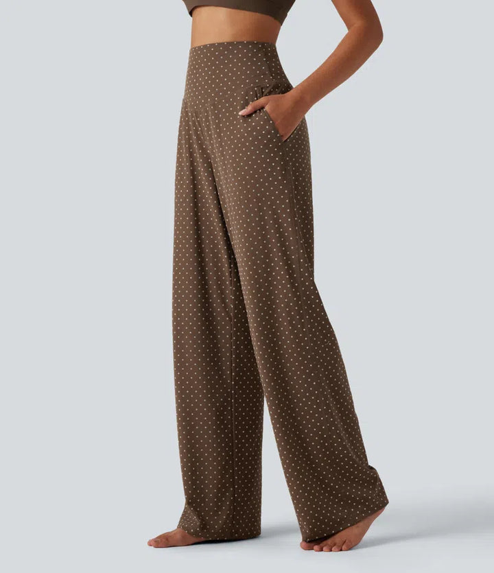 Halara UltraSculpt Flocked High Waisted Tummy Control Straight Leg Polka Dot Yoga Pants with Pockets