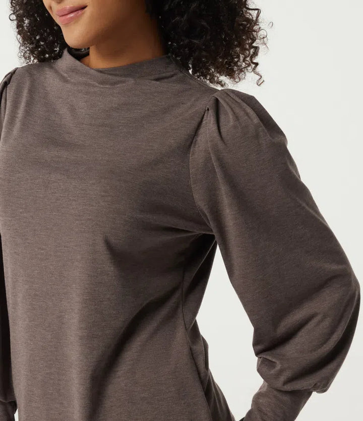 Mock Neck Long Sleeve Relaxed Casual Top