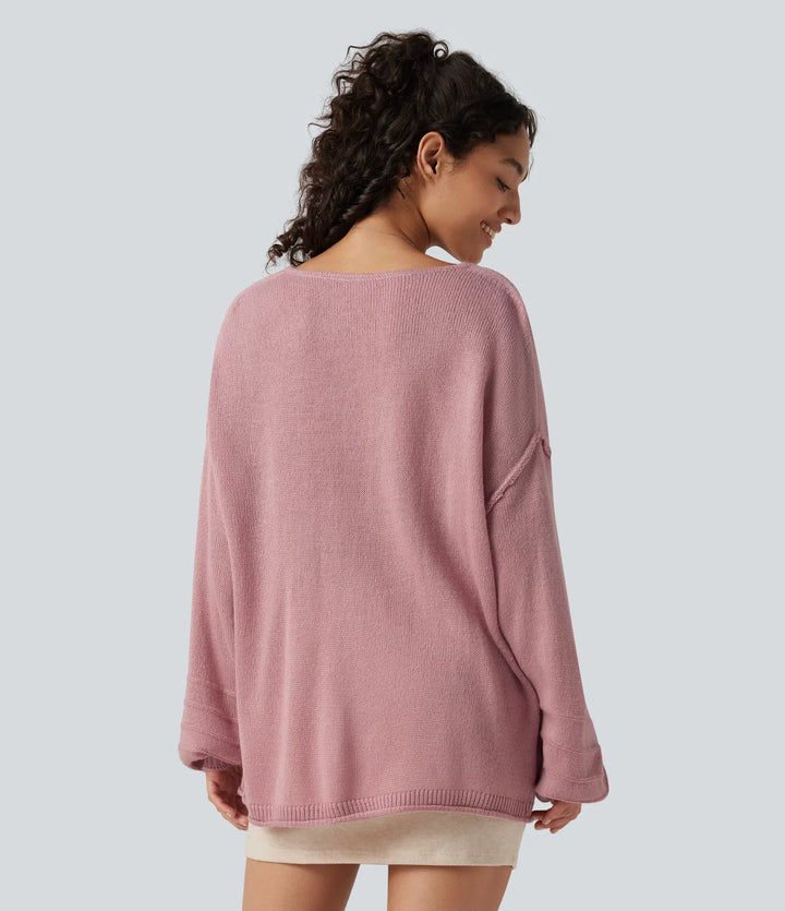 V Neck Long Sleeve Casual Sweater
