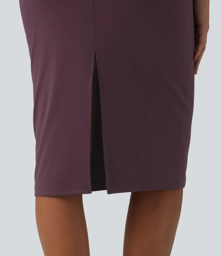 Boat Neck Sleeveless Pencil Midi Work Dress