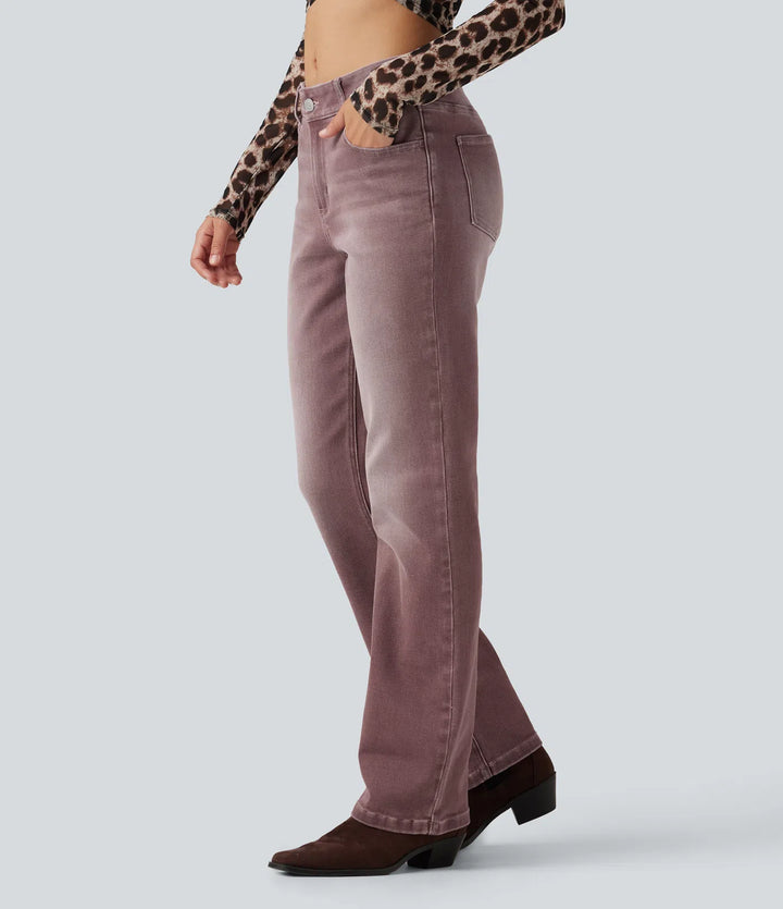 Low Rise Bootcut Colorful Casual Jeans with Pockets
