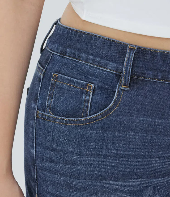 Halara Flex High Waisted Pockets Straight Leg Washed Casual Plus Size Jeans