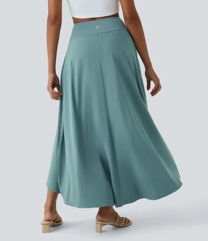 Breezeful High Waisted High Low Ruffle 2-in-1 Flowy Quick Dry Casual Regular Maxi Skirt
