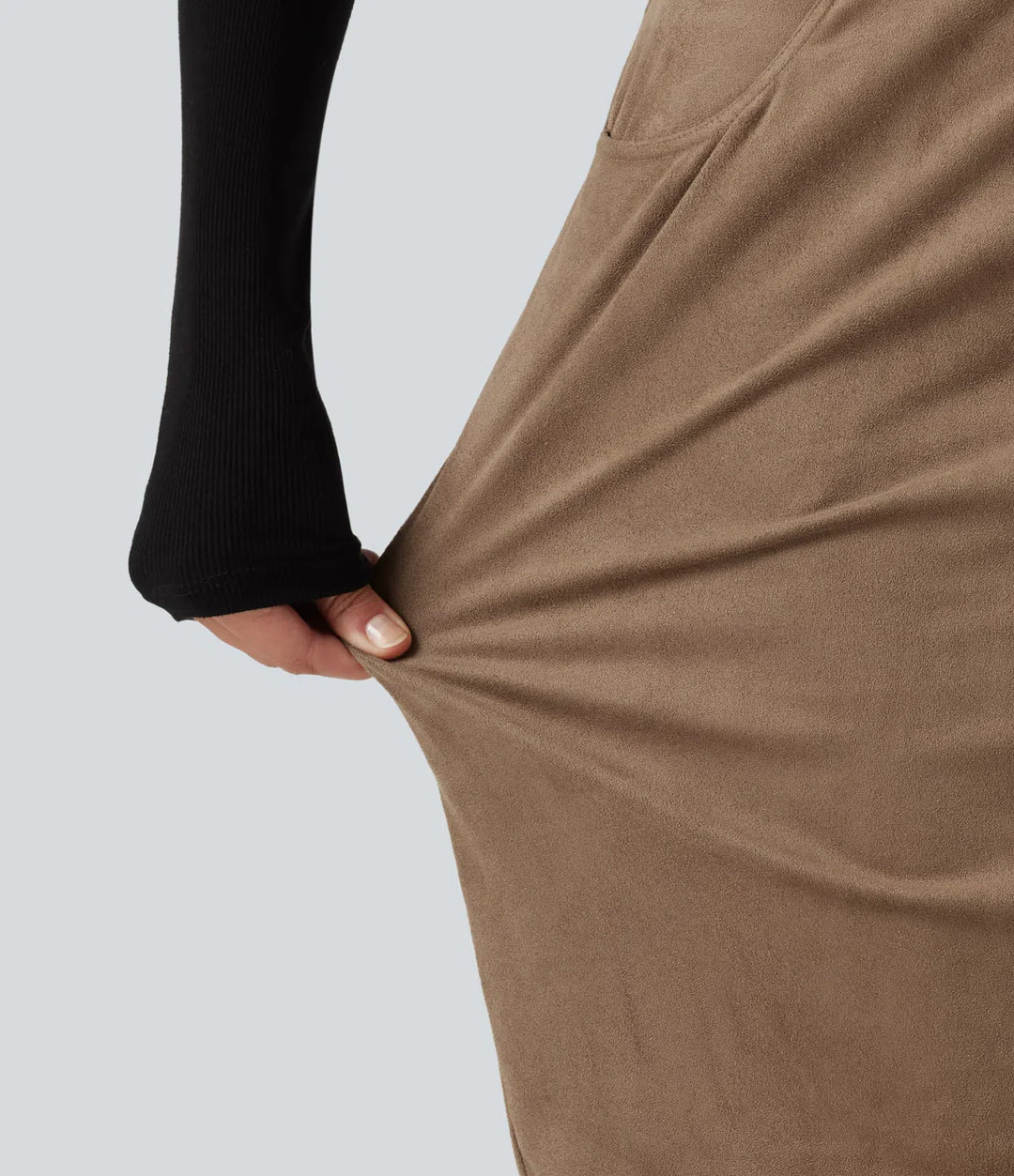 High Waisted Bodycon Suede Mini Party Skirt with Pockets