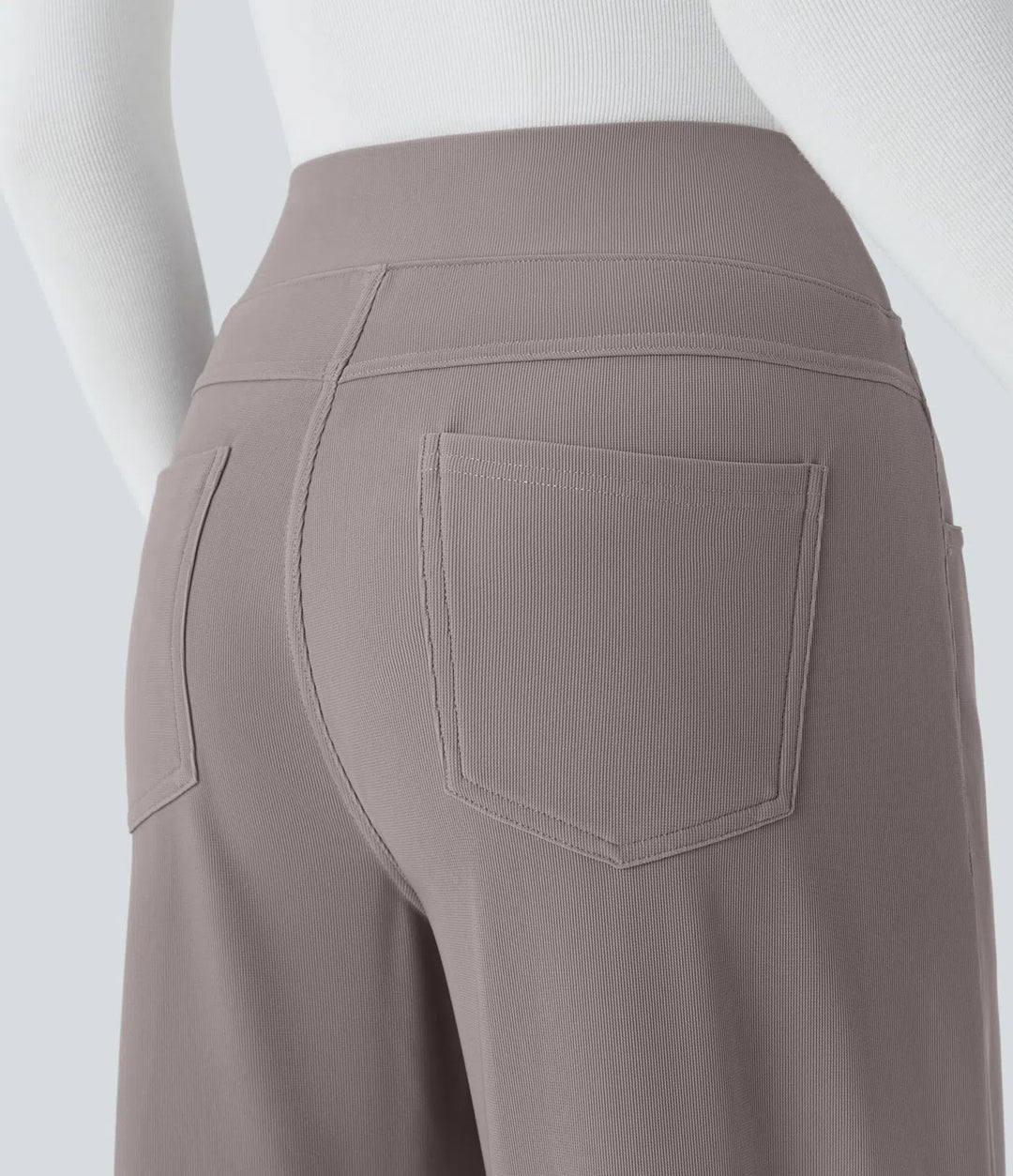 Halara Flex High Waisted Tummy Control Pockets Wide Leg Baggy Micro Waffle Work Pants