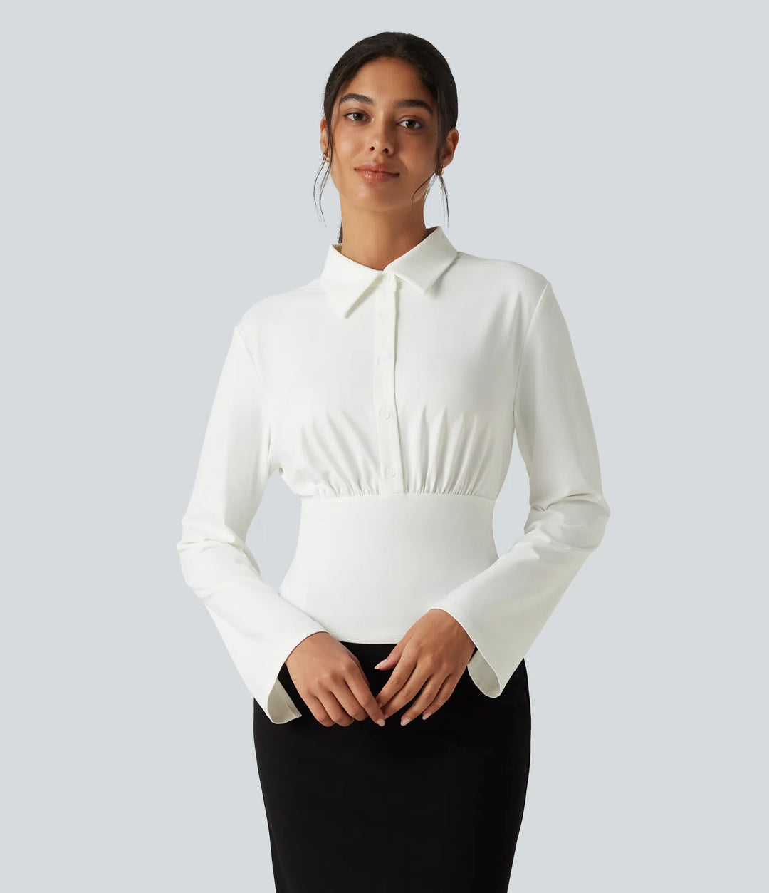Flounce Long Sleeve Work Shirt
