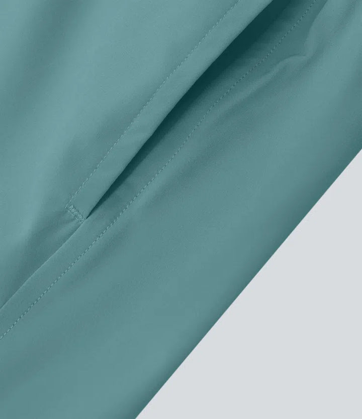 Breezeful High Waisted Crossover Pocket 2-in-1 Quick Dry Yoga Shorts 4"