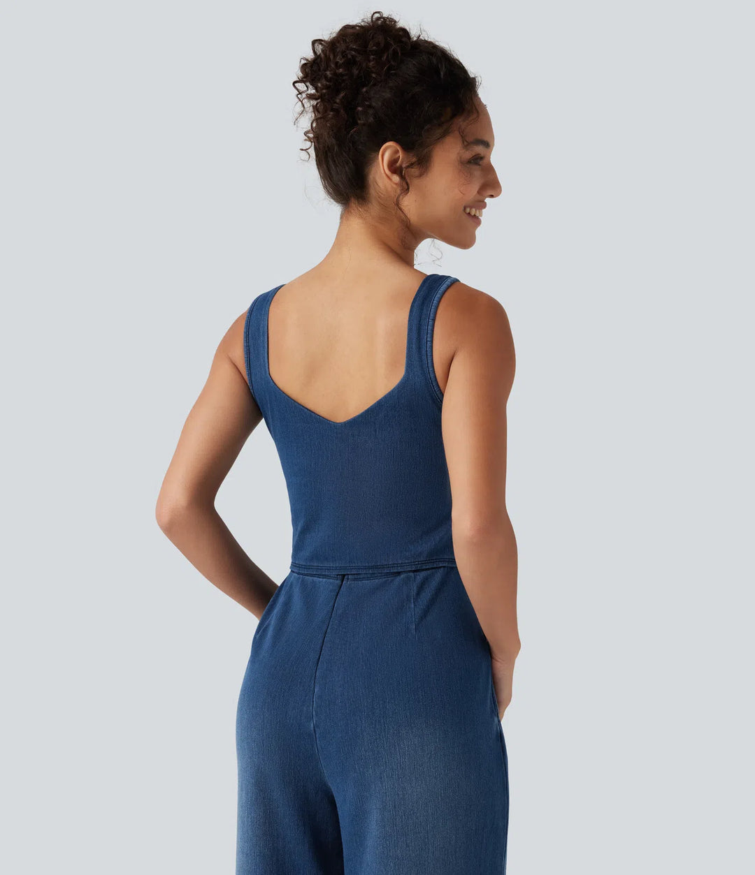 Halara Flex Built-in Bra Denim Casual Jumpsuit with Pockets-Easy Peezy Edition