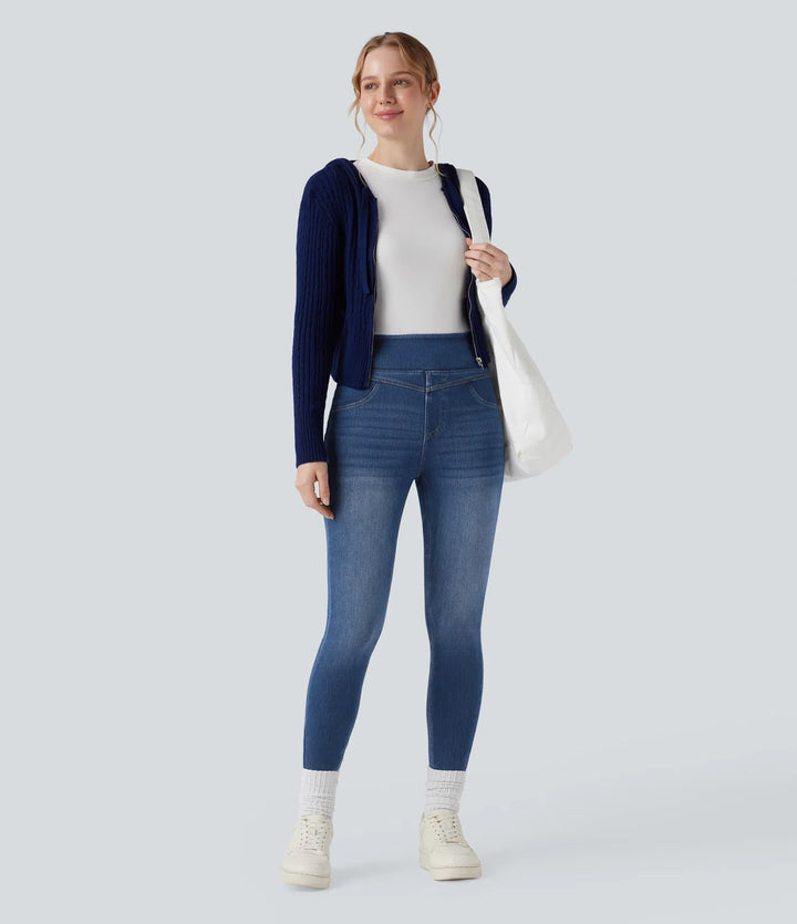 Halara Flex High Waisted Denim Casual Skinny 7/8 Leggings with Pockets