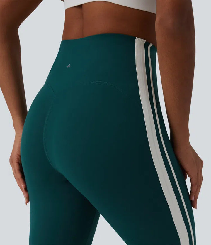 Halara UltraSculpt High-waisted Tummy Control Side Stripe Yoga 7/8 Flare Leggings