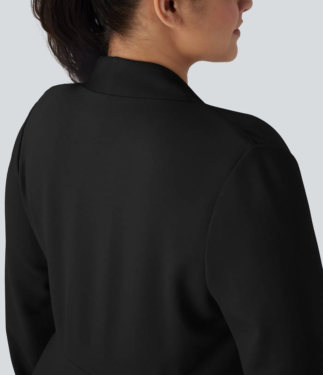 Plus Size V Neck Long Sleeve Single Front Work Peplum Jacket