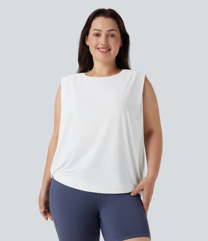 Plus Size Round Neck Cool Touch Yoga Tank Top-UPF50+