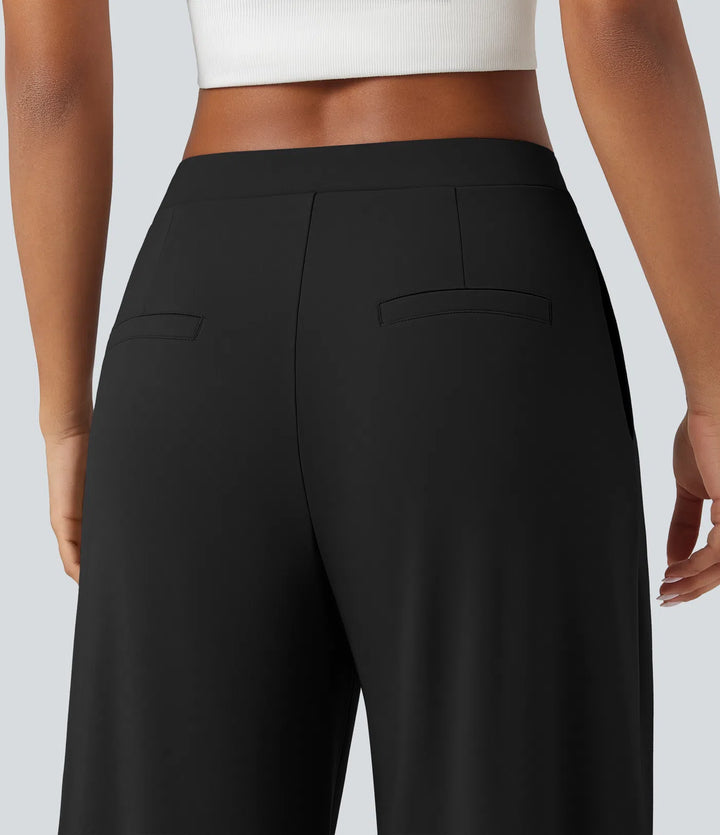 Halara Flex DayStretch Asymmetric Mid Rise Barrel Leg Work Pants with Pockets