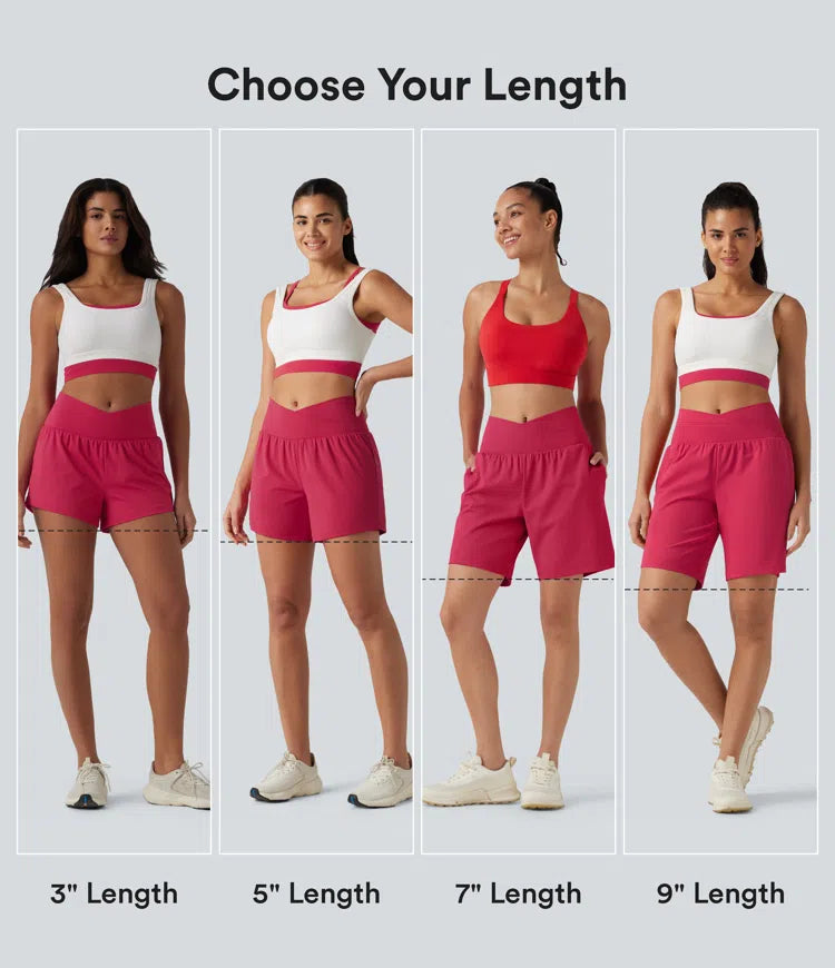SoftlyZero Airy Crossover High Waisted 2-in-1 InstantCool Yoga Shorts 5&