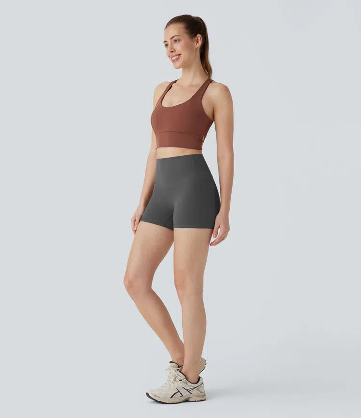 Halara UltraSculpt High Waisted Tummy Control Pocket Shaping Training Biker Shorts 3&