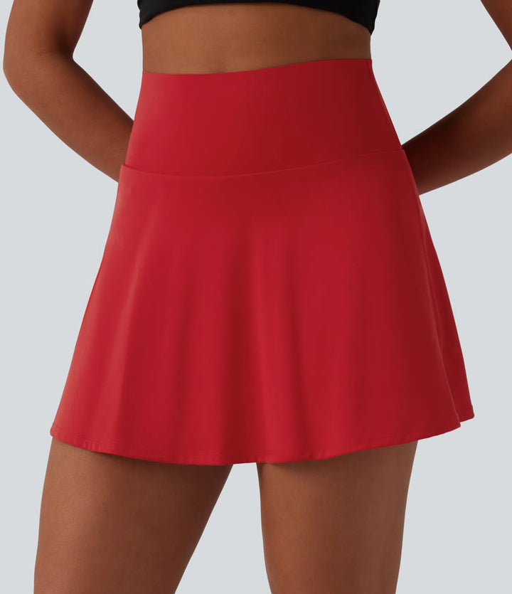 SoftlyZero Airy High Waisted Tummy Control 2-in-1 InstantCool Mini Tennis Skirt with Pockets