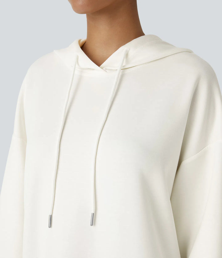 Hooded Drawstring Long Sleeve Kangaroo Pocket Crossover Casual Sweatshirt