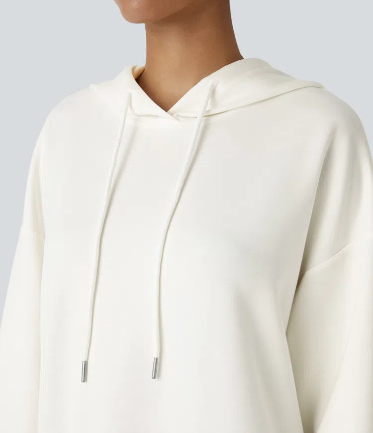 Hooded Drawstring Long Sleeve Kangaroo Pocket Crossover Casual Sweatshirt