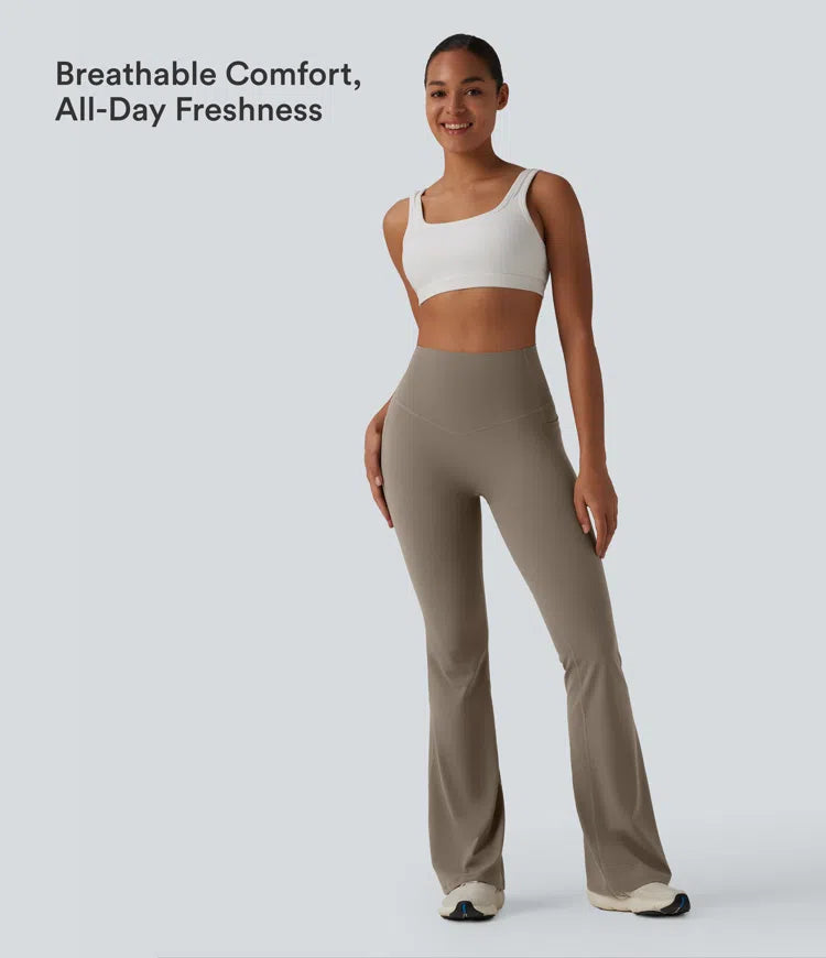 Halara UltraSculpt High Waisted Tummy Control Flare Yoga Leggings with Pockets