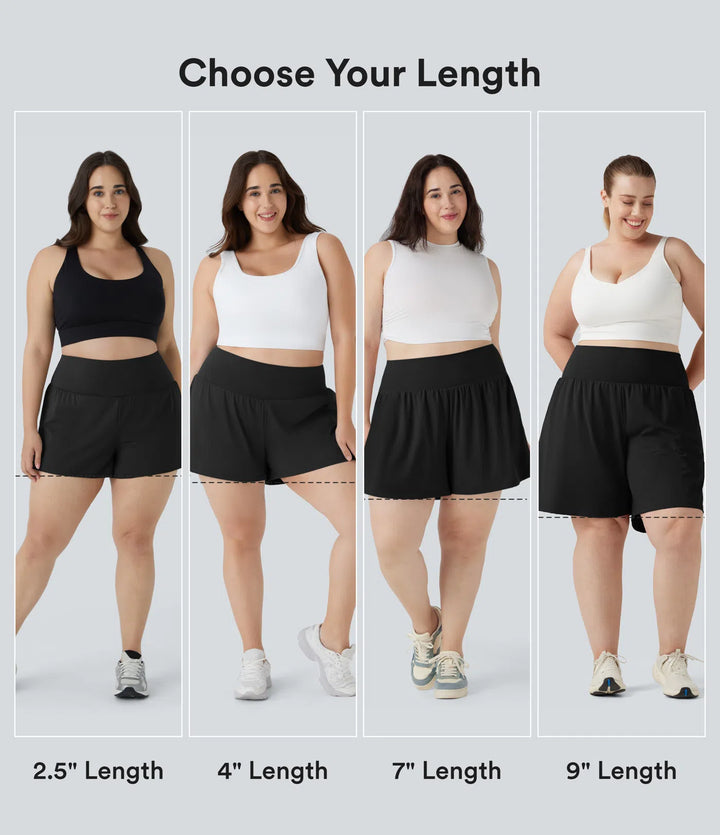 Plus Size SoftlyZero Airy Super High Waisted 2-in-1 InstantCool Yoga Shorts 9&