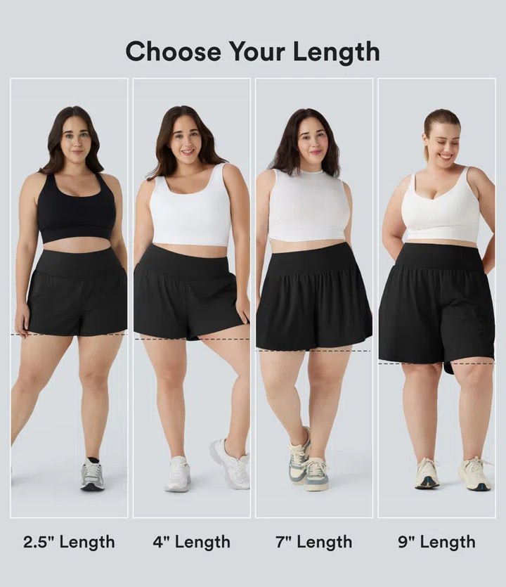 Plus Size SoftlyZero Airy Super High Waisted 2-in-1 InstantCool Yoga Shorts 9&