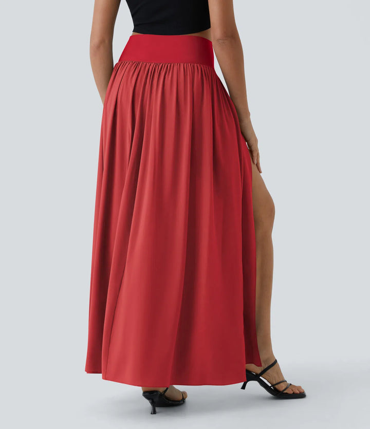 Breezeful High Waisted Split 2-in-1 Flowy Quick Dry Maxi Casual Skirt