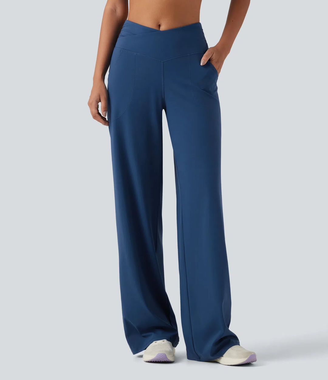Halara UltraSculpt High Waisted Crossover Straight Leg Yoga Pants with Pockets