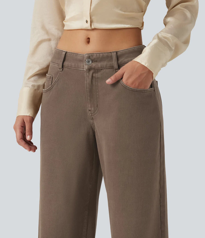 Halara Flex Low Rise Wide Leg Casual Jeans with Pockets