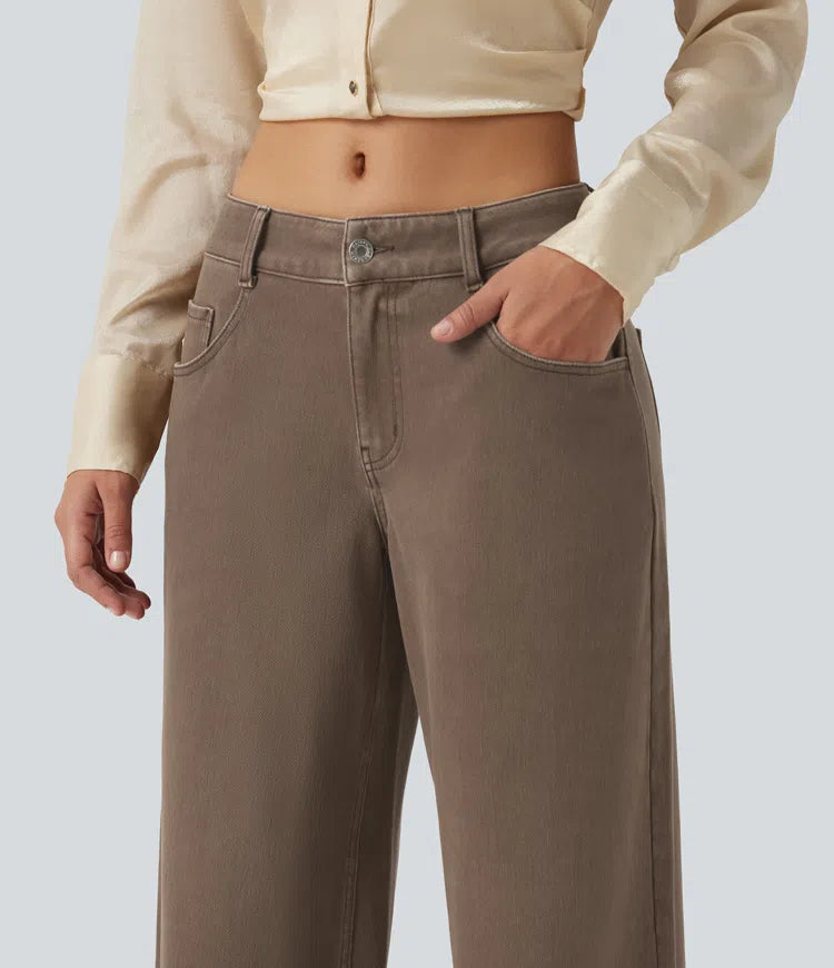 Halara Flex Low Rise Wide Leg Casual Jeans with Pockets