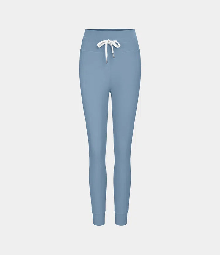 SoftlyZero Plush High Waisted Drawstring Pocket Plain Full Length Joggers