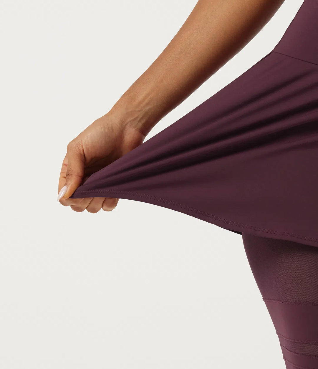 SoftlyZero Airy Mid Rise Pleated Contrast Mesh Dance Skirted Leggings with Pockets