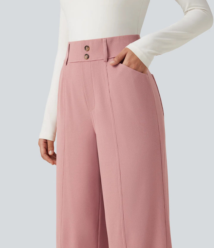 Halara Flex High Waisted Straight Leg Waffle Work Pants with Pockets