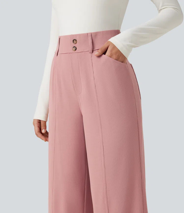 Halara Flex High Waisted Straight Leg Waffle Work Pants with Pockets