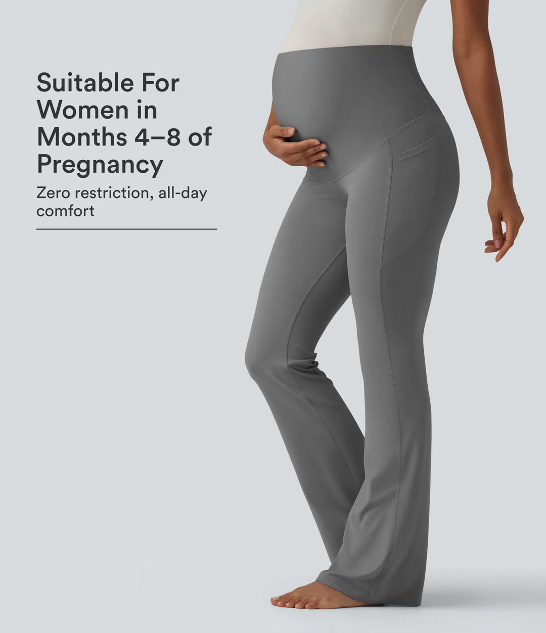 SoftlyZero Super High Waisted Flare Yoga Maternity Leggings with Pockets