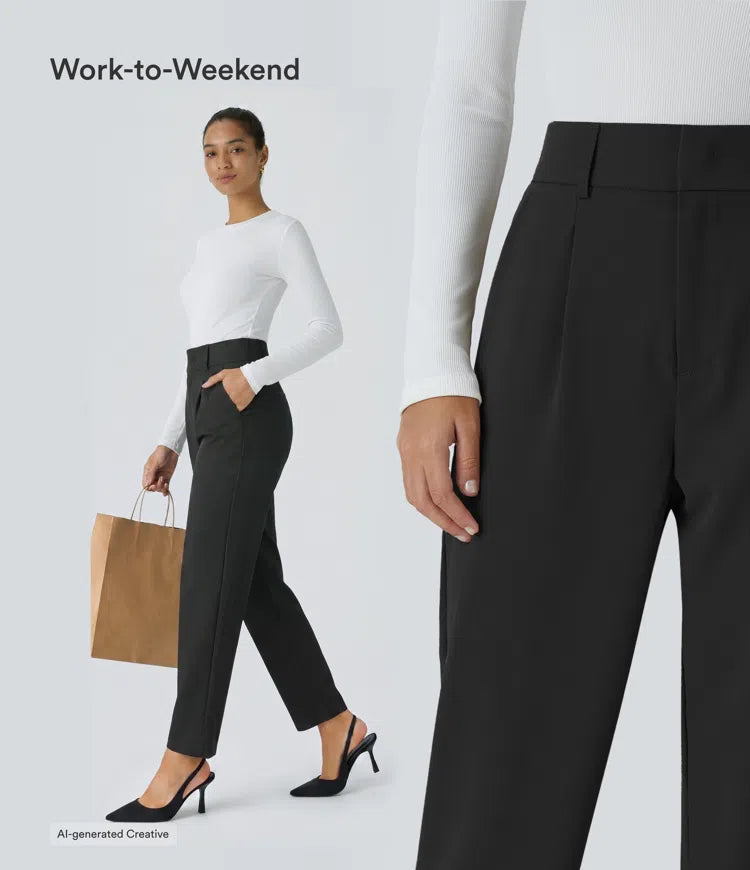 Halara Flex High Waisted Pocket Solid Work Tapered Pants