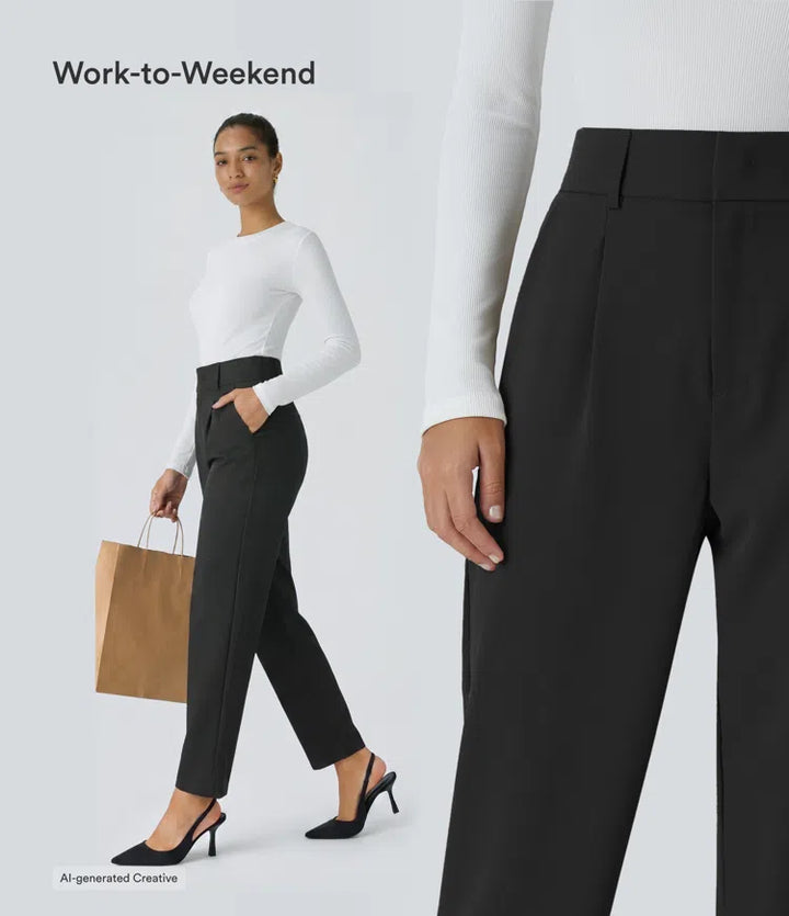 Halara Flex High Waisted Pocket Solid Work Tapered Pants