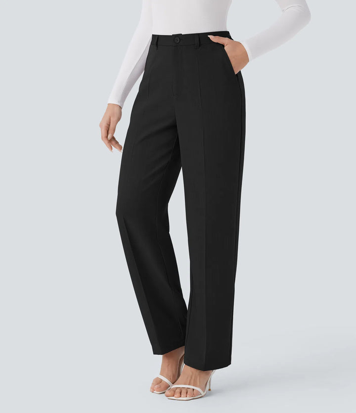 High Waisted Pocket Straight Leg Work Pants