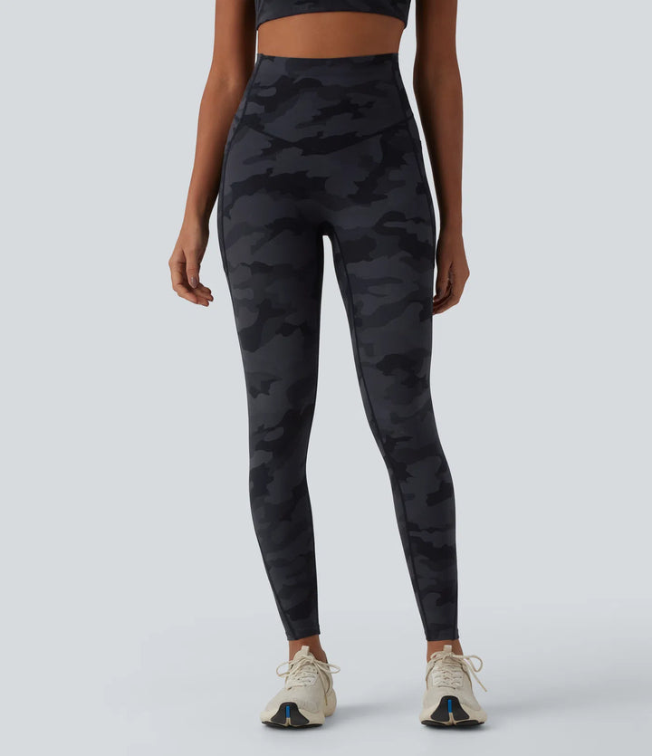 Halara UltraSculpt Camo Print High Waisted Tummy Control Running Leggings with Pockets