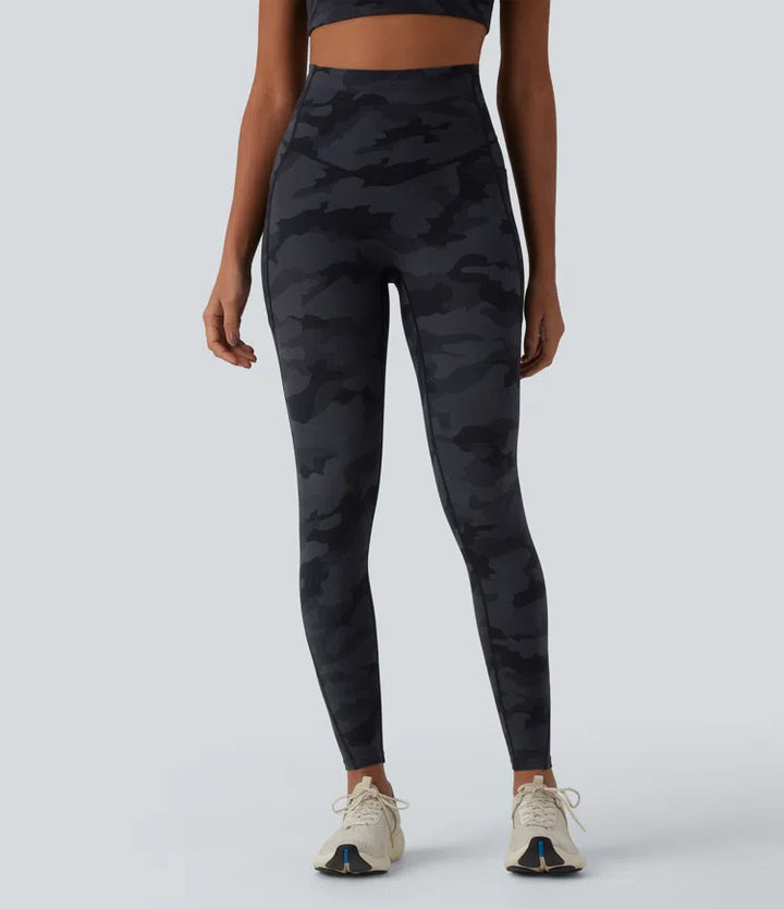 Halara UltraSculpt Camo Print High Waisted Tummy Control Running Leggings with Pockets