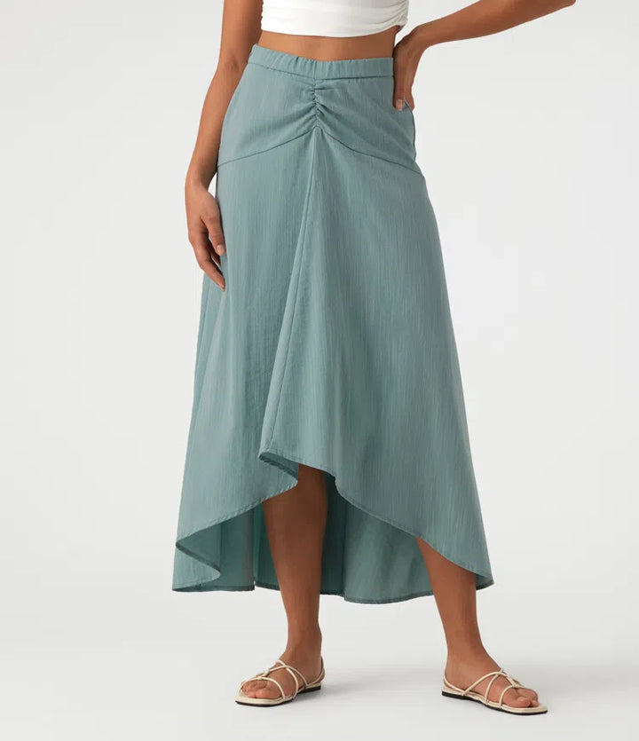 High Waisted High Low Maxi Casual Linen-Feel Skirt