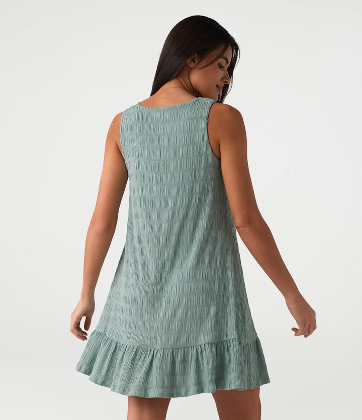Round Neck Built-in Bra Sleeveless Ruffle Hem Mini Casual Dress