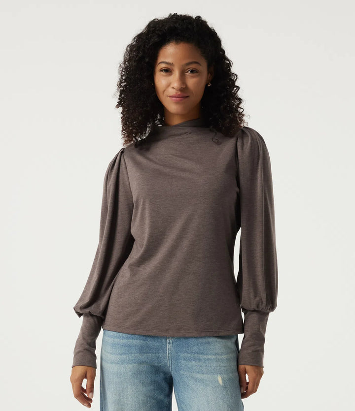 Mock Neck Long Sleeve Relaxed Casual Top
